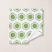 Groen en wit zeshoekig patroon bad handdoek (Wasdoekje)