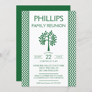 Groen en wit Zig Zag Familie - Aankondiging van he