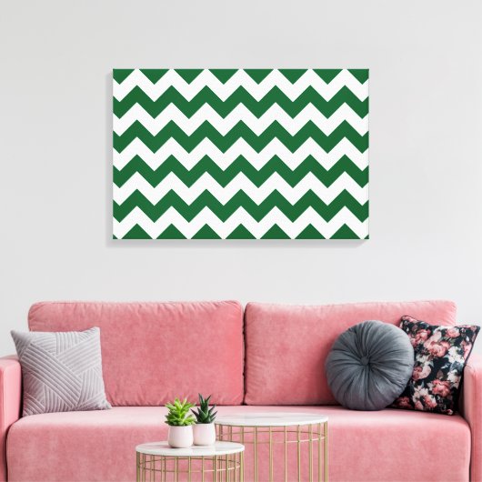 Groen en wit Zigzag Canvas Afdruk (Insitu (Woonkamer))