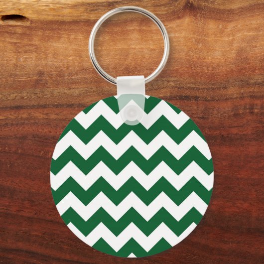 Groen en wit Zigzag Sleutelhanger (Voorkant)