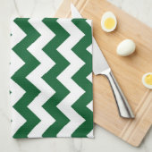 Groen en wit zigzag theedoek (Quarter Fold)