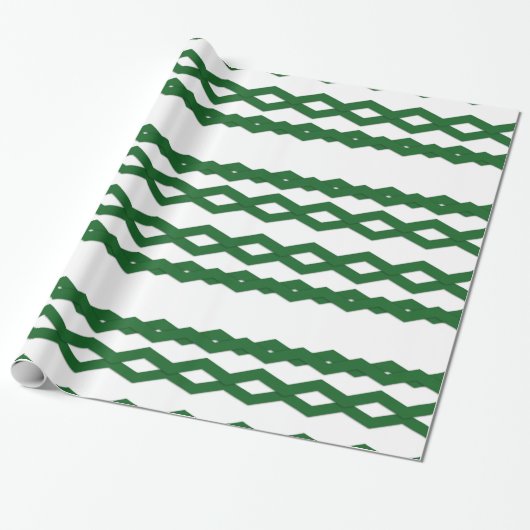 Groen en wit zigzagontwerp cadeaupapier (Uitgerold)