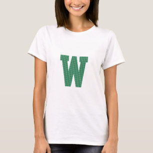 Groen en witstippenmonogram t-shirt