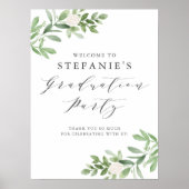 Groen en Witte Bloem Afstudeerfeest Welkom Poster (Voorkant)