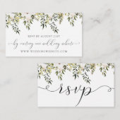 Groen en Witte Bloem Bruiloft RSVP Online Kaart (Voorkant / Achterkant)
