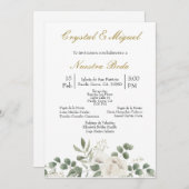 Groen en witte bloem bruiloft uitnodiging (Voorkant / Achterkant)