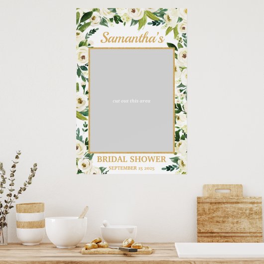 Groen en Witte Bloem Foto Prop Frame Boho Poster (Keuken)