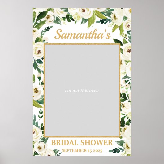Groen en Witte Bloem Foto Prop Frame Boho Poster (Voorkant)
