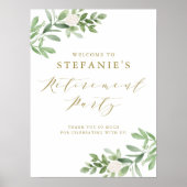 Groen en Witte Bloem Pensioen Partij Welkom Poster (Voorkant)