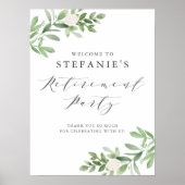 Groen en Witte Bloem Pensioen Partij Welkom Poster (Voorkant)