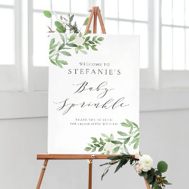 Groen en witte bloemen Baby Sprinkle Welkom Poster