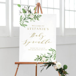 Groen en witte bloemen Baby Sprinkle Welkom Poster