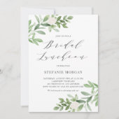 Groen en witte bloemen bruids lunch kaart (Voorkant)