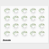 Groen en witte bloemen bruiloft dank u ronde sticker (Vel)