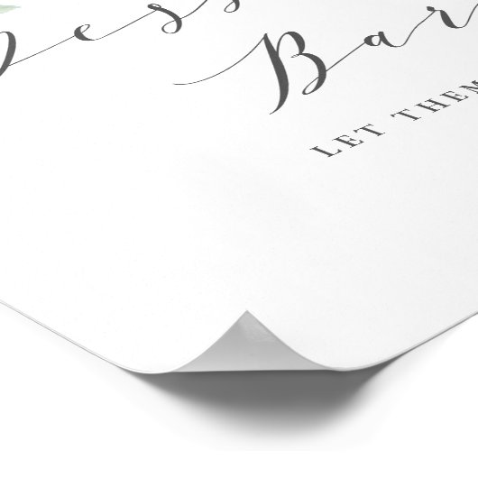 Groen en witte bloemen bruiloft Dessert Bar Poster (Hoek)