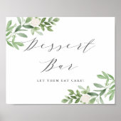 Groen en witte bloemen bruiloft Dessert Bar Poster (Voorkant)