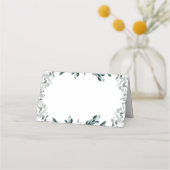 Groen en witte bloemen bruiloft plaatskaartje (Achterkant)
