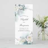 Groen en witte bloemen bruiloft programma's (Staand voorkant)