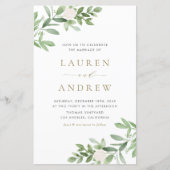 Groen en witte bloemen bruiloft uitnodiging (Voorkant)