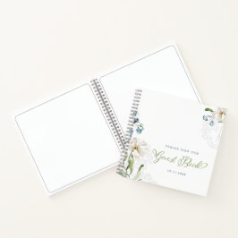 Groen en witte bloemen elegant Gastenboek Notitieboek