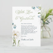 Groen en witte bloemen elegante bruiloft bedankkaart (Staand voorkant)