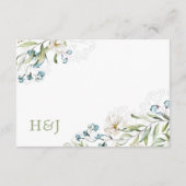 Groen en witte bloemen elegante bruiloft informatiekaartje (Achterkant)