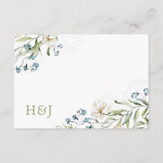 Groen en witte bloemen elegante bruiloft informatiekaartje (Achterkant)