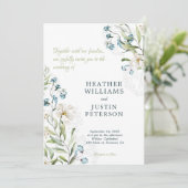 Groen en witte bloemen elegante bruiloft kaart (Staand voorkant)