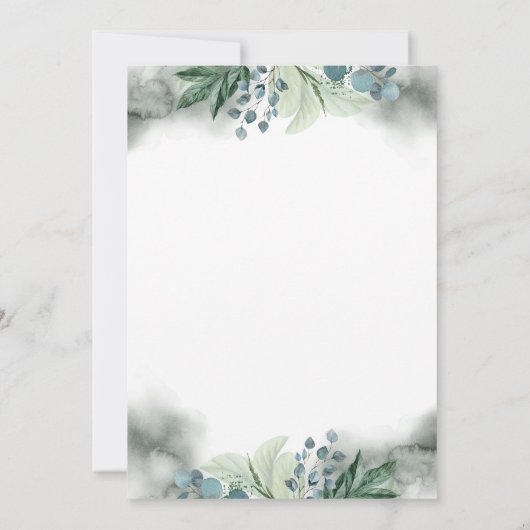 Groen en witte bloemen Elegante pioenenbruiloft Kaart (Achterkant)