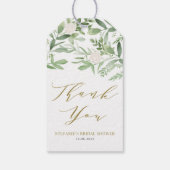 Groen en Witte Bloemen Gouden Bruidscadeau Cadeaulabel (Achterkant)