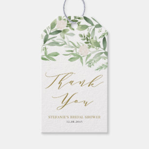 Groen en Witte Bloemen Gouden Bruidscadeaufeest Cadeaulabel