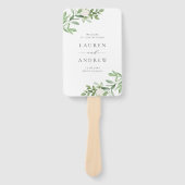 Groen en Witte Bloemen Gouden Huwelijksprogramma Handwaaier (Voorkant)