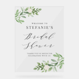 Groen en Witte Bloemen Grijs Bruidsmeisjesfeest Acryl Bord