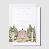 Groen en witte bloemen grijs Save the Date Vellum Uitnodigingen (Offset)