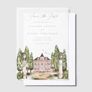 Groen en witte bloemen grijs Save the Date Vellum Uitnodigingen