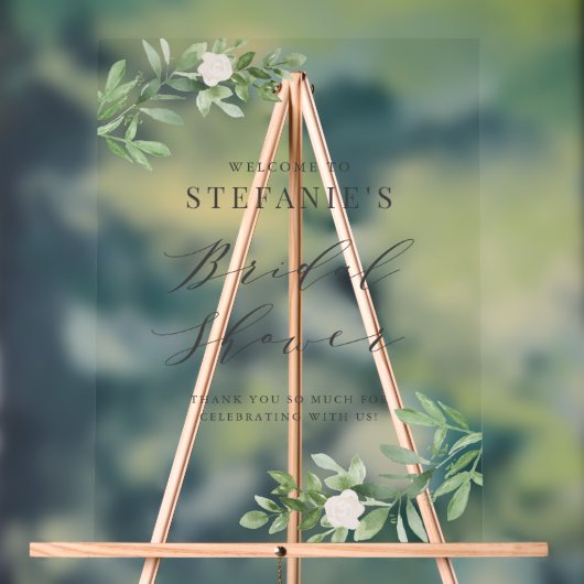 Groen en witte bloemen grijs Vrijgezellenfeest Acryl Bord (Neutraal)