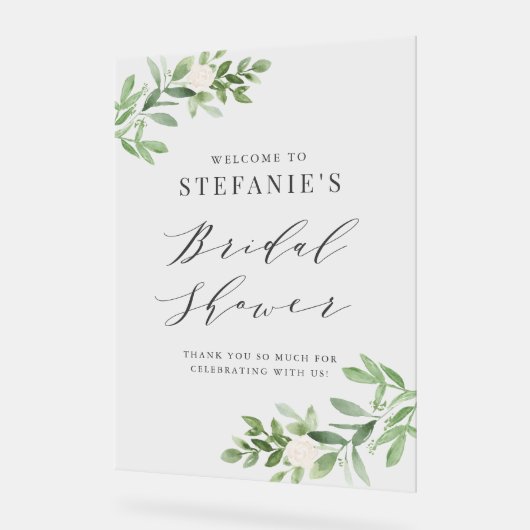 Groen en witte bloemen grijs Vrijgezellenfeest Acryl Bord (Hoek)