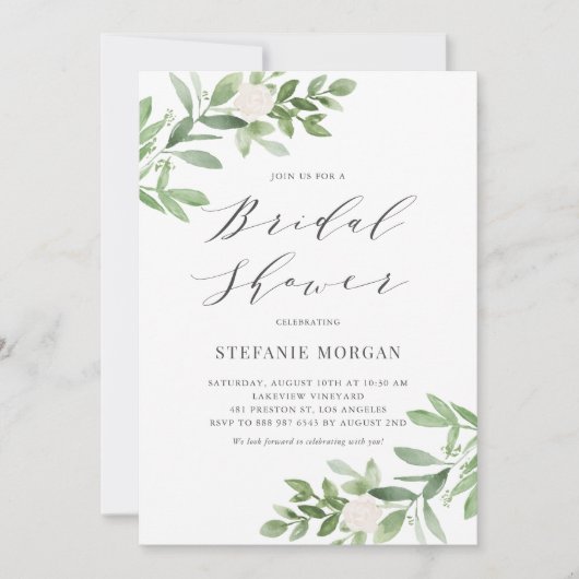 Groen en witte bloemen grijs Vrijgezellenfeest Kaart (Voorkant)