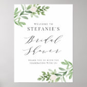 Groen en witte bloemen grijs Vrijgezellenfeest Poster (Voorkant)