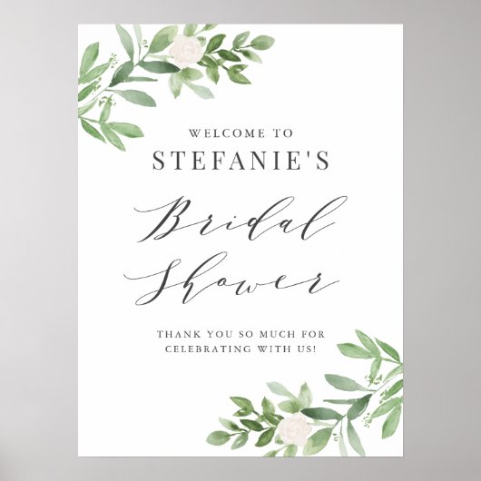 Groen en witte bloemen grijs Vrijgezellenfeest Poster (Voorkant)