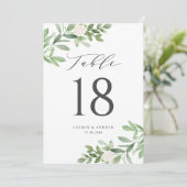 Groen en witte bloemen grijze tafel nummers (Staand voorkant)