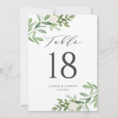 Groen en witte bloemen grijze tafel nummers (Achterkant)