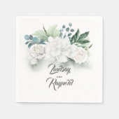 Groen en witte bloemen romantische bruiloft servet (Voorkant)