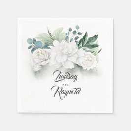 Groen en witte bloemen romantische bruiloft servet