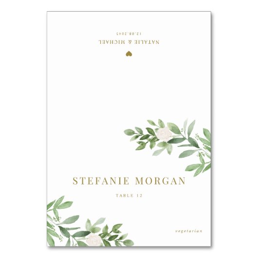 Groen en witte bloemen trouwplaats kaart (Voorkant)