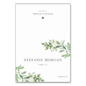 Groen en witte bloemen trouwplaats kaart (Voorkant)