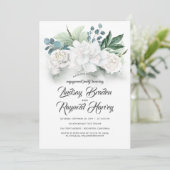 Groen en witte bloemen verlovingsfeest kaart (Staand voorkant)