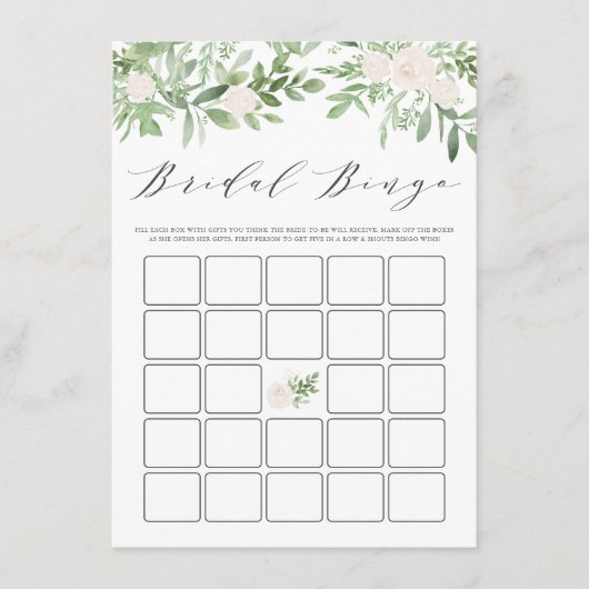 Groen en witte bloemen Vrijgezellenfeest Bingo Informatiekaartje (Voorkant)