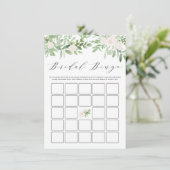 Groen en witte bloemen Vrijgezellenfeest Bingo Informatiekaartje (Staand voorkant)
