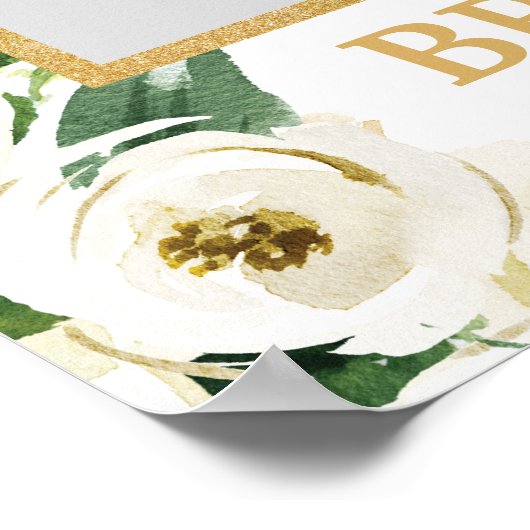 Groen en Witte Bloemige Fotorekwisietframe Boho Poster (Hoek)